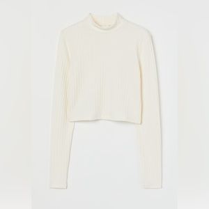 H&M White Mock Turtleneck Crop Top Size XXL